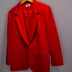 LUCIA Red Wool Blazer Size 12 Italy Gorgeous!